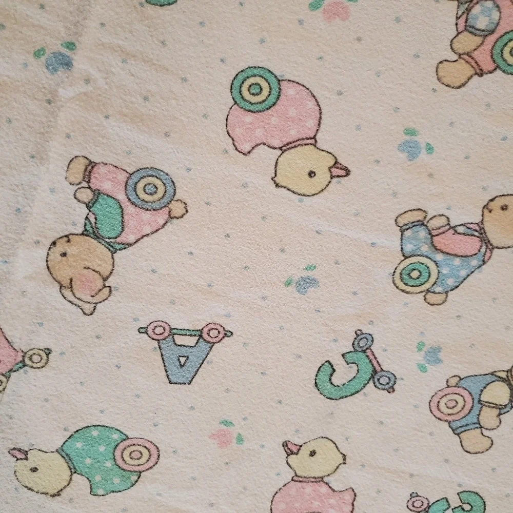 Vintage Abc 123‎ Bear Bunny Baby Recieving Blanket Pastel